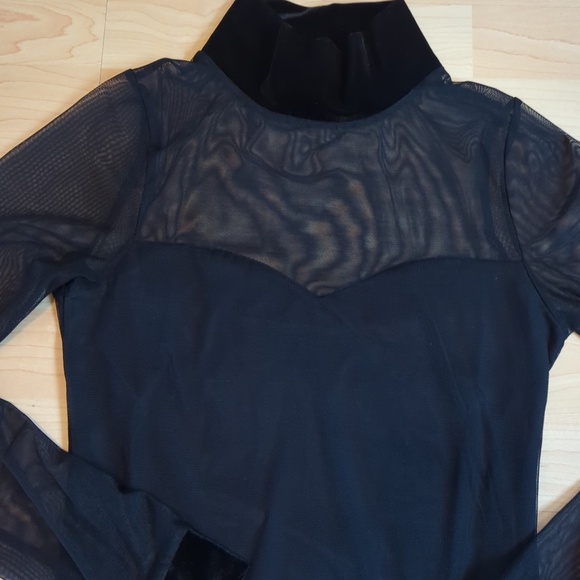 Bebe Black Sheer Velvet Top XS - Picture 4 of 6